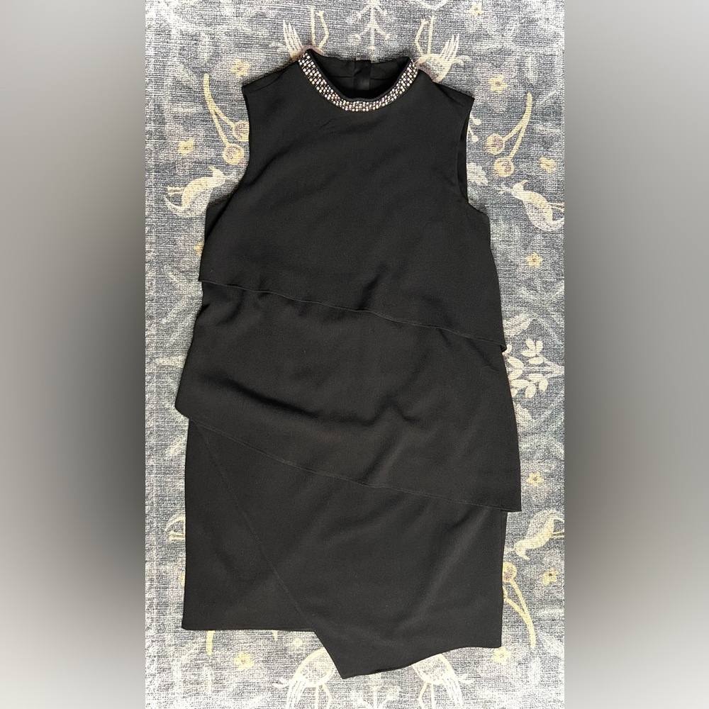 ASOS Maternity Asymmetric Tiered Shift Dress With Embellished Rhinestone Neck